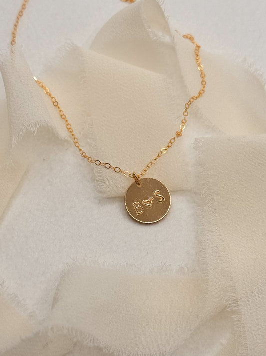 Circle Love & Initial Disc Necklace