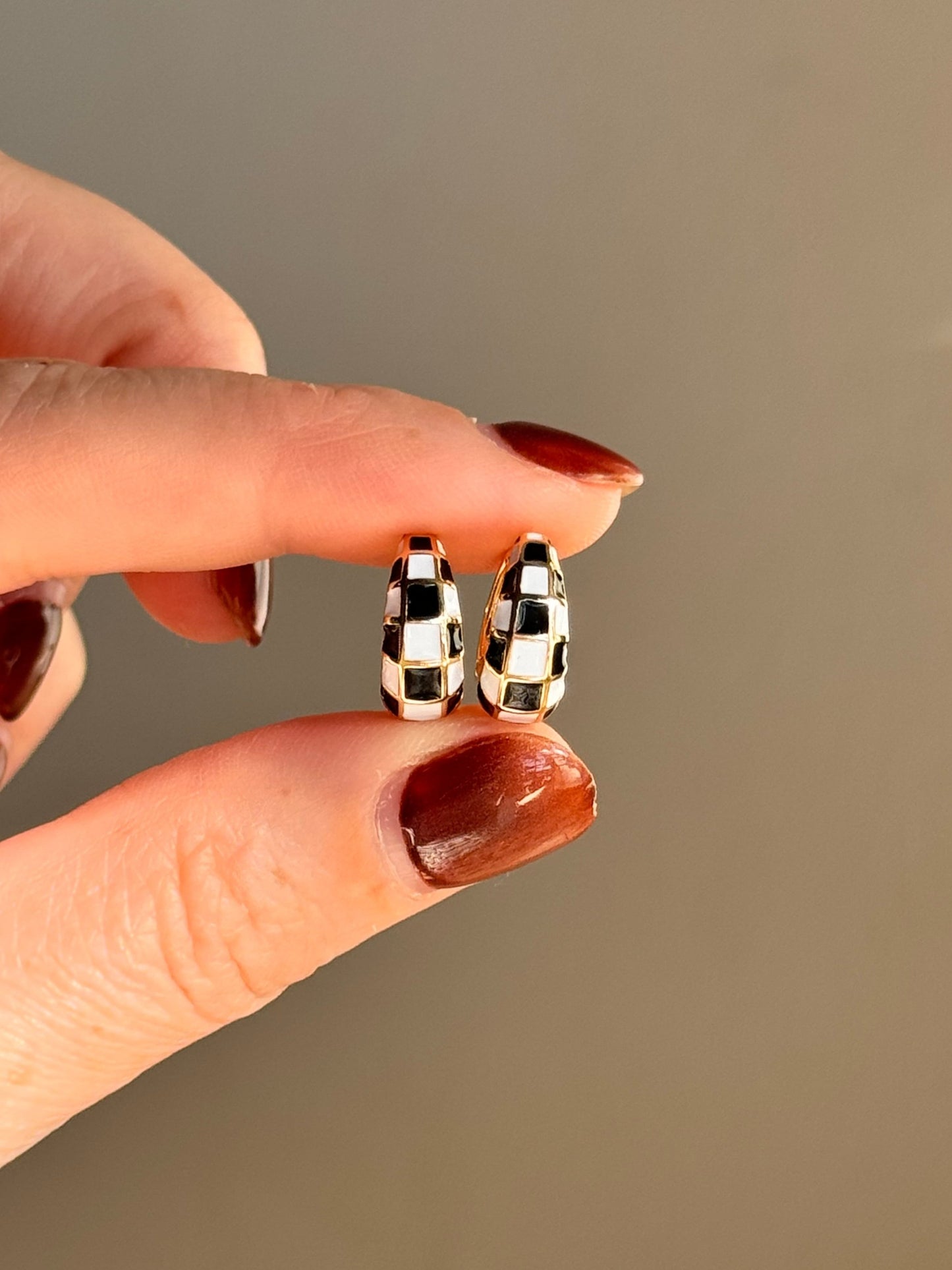 Round Checkered Enamel Hoops