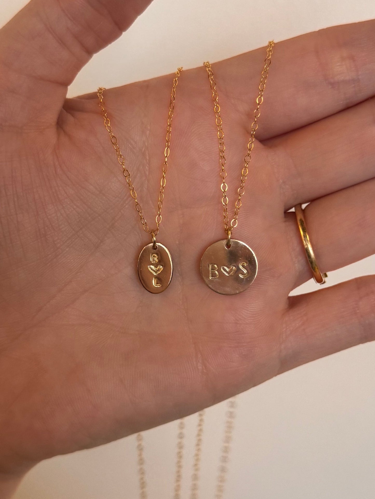 Circle Love & Initial Disc Necklace