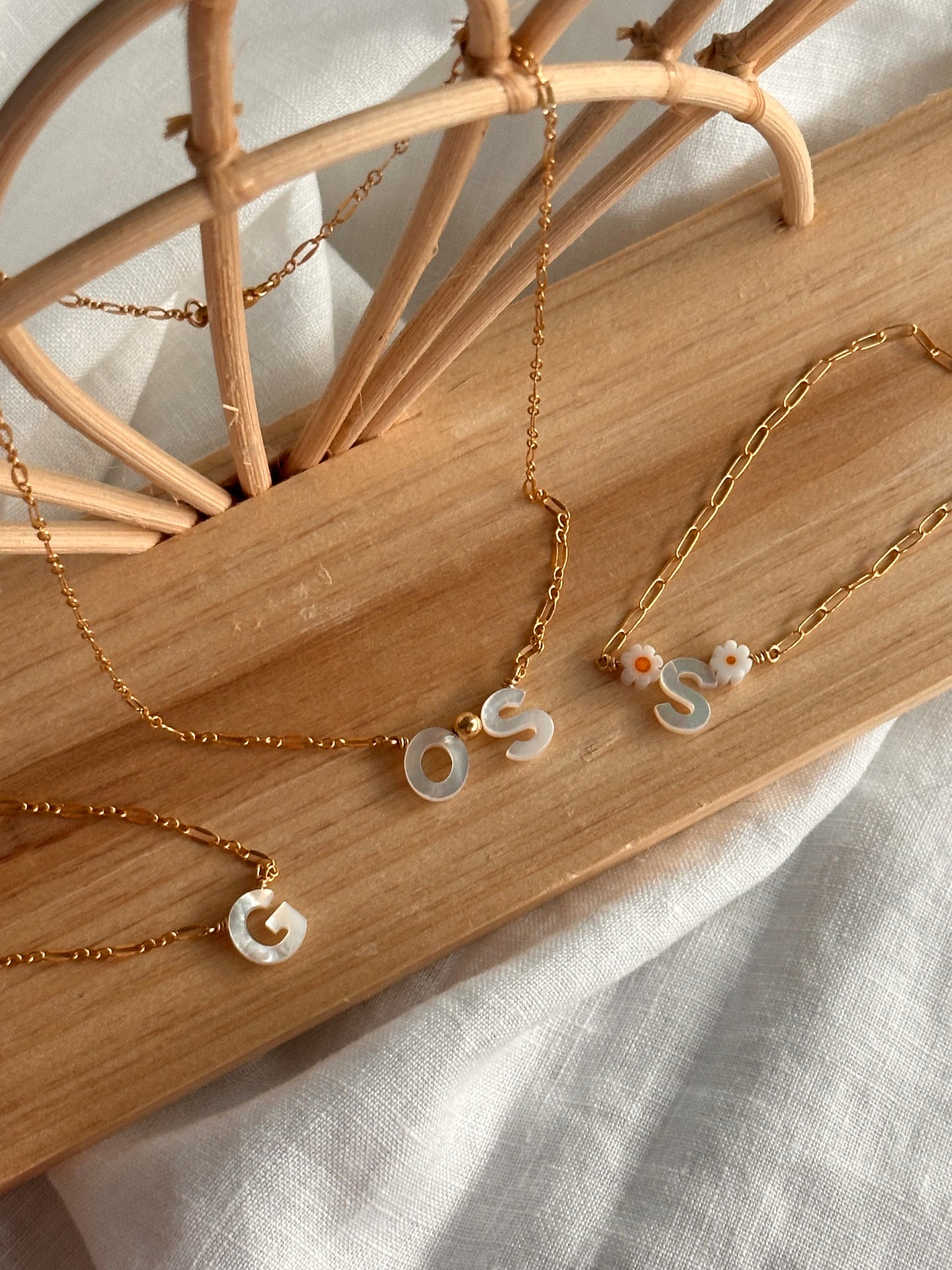 Initial Mother of Pearl Necklace (Includes up to 3 Initial)