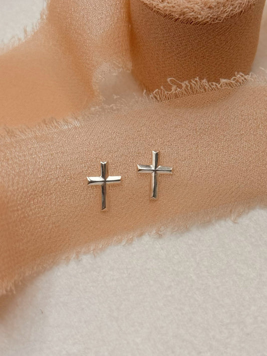 Sterling Silver Cross Studs