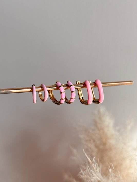 Pink Enamel Hoops