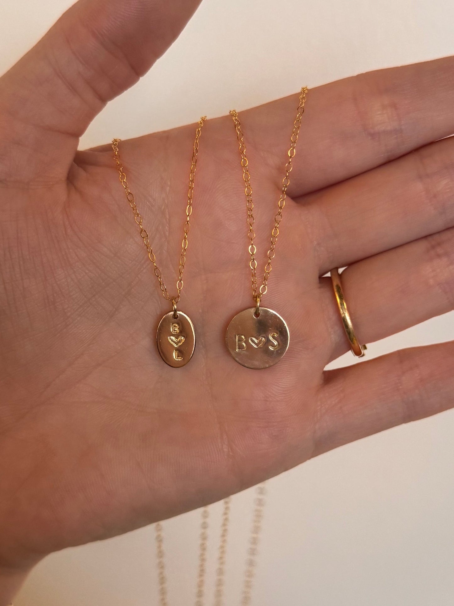 Oval Love & Initial Disc Necklace