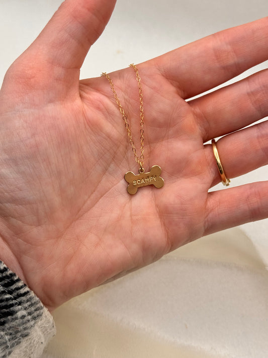 Stamped Dog Bone Necklace