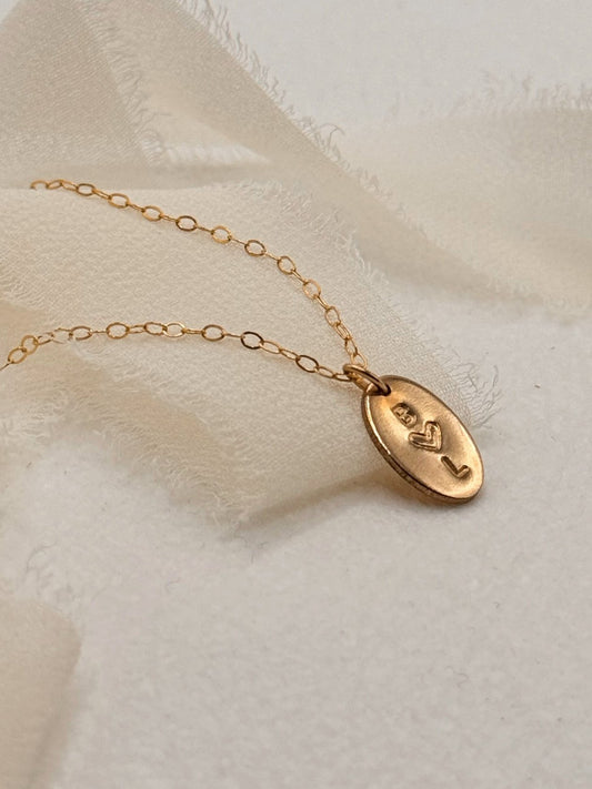 Oval Love & Initial Disc Necklace