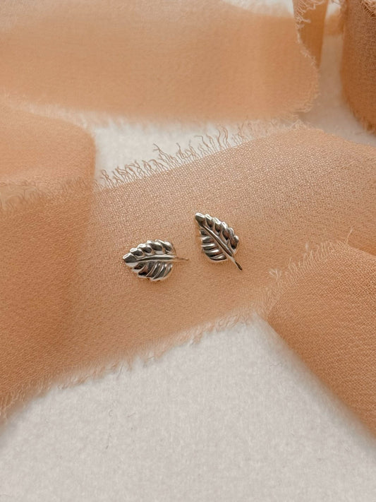 Sterling Silver Leaf Studs