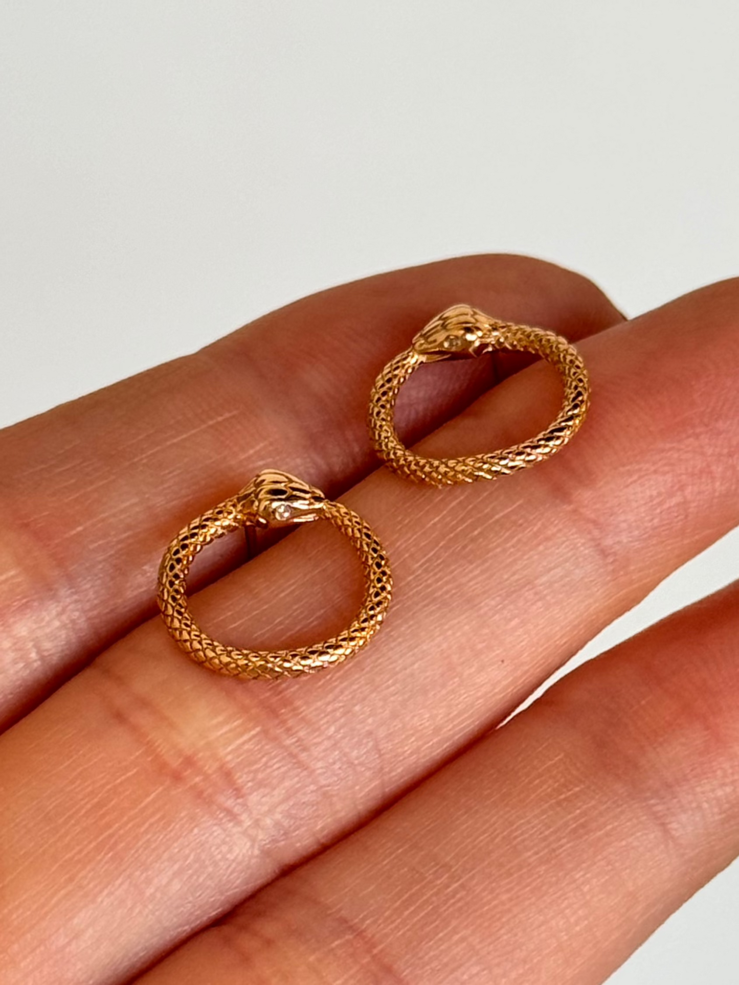 Solid Gold Snake Studs - Pair