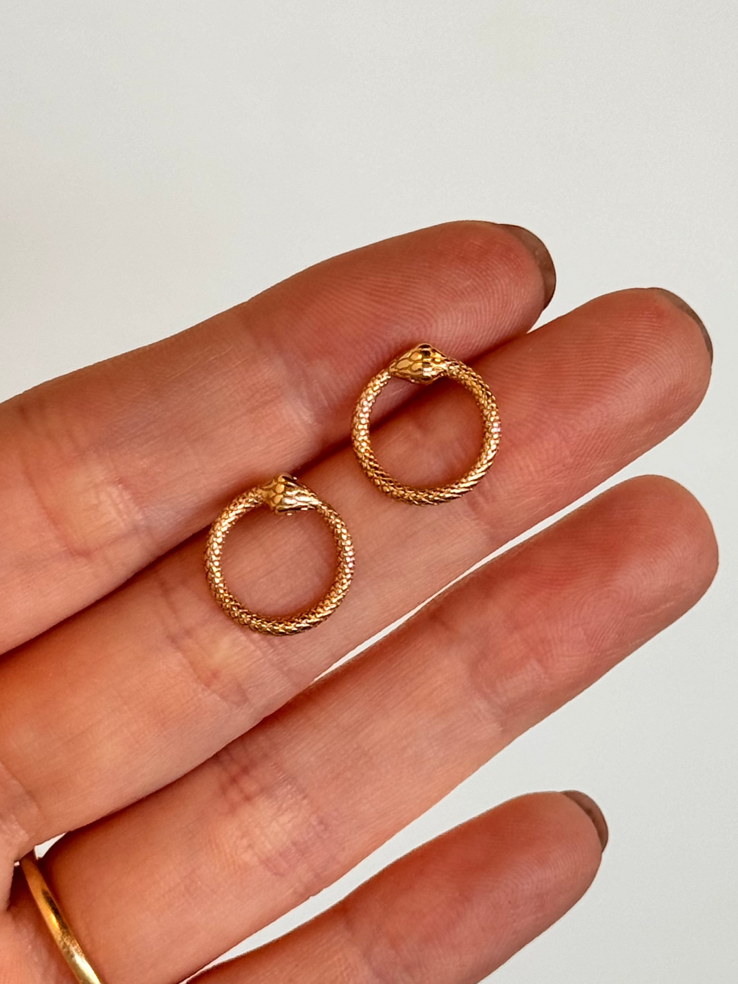 Solid Gold Snake Studs - Pair