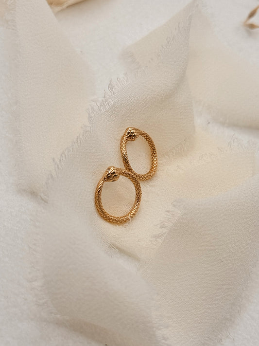 Solid Gold Snake Studs - Pair