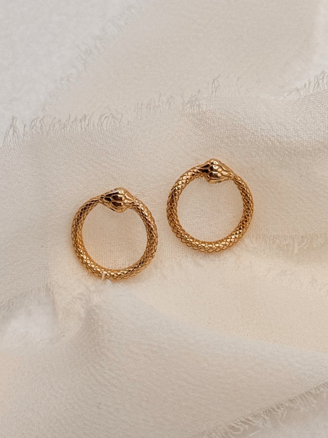 Solid Gold Snake Studs - Pair