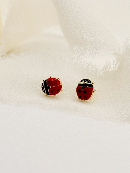 Solid Gold Ladybug Studs - Pair