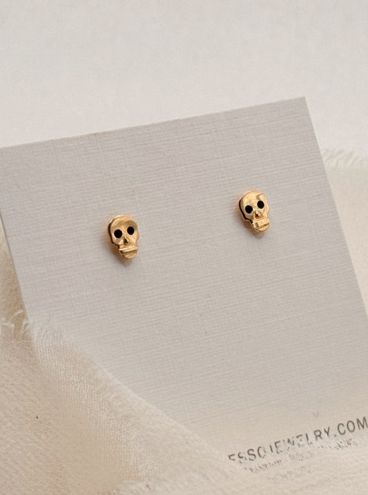 Solid Gold Skull Studs