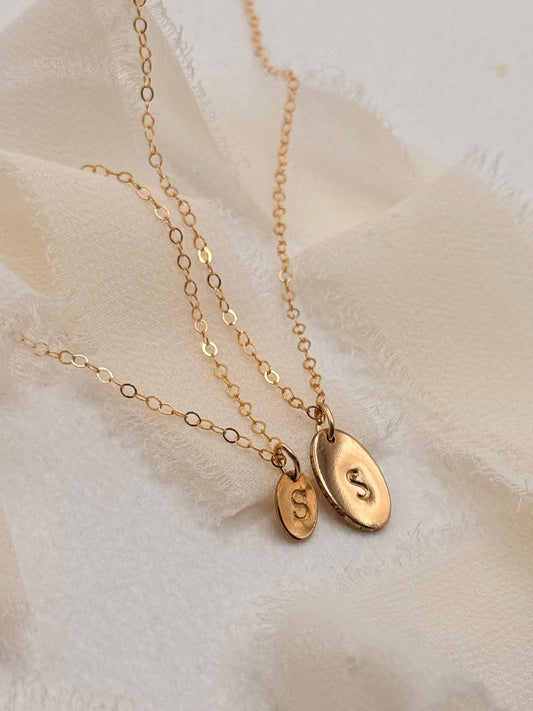 Oval Initial Disc Necklace