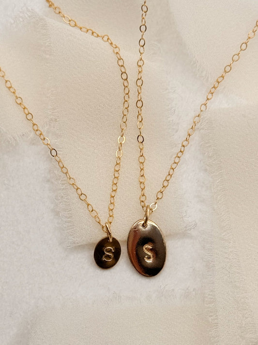 Oval Initial Disc Necklace