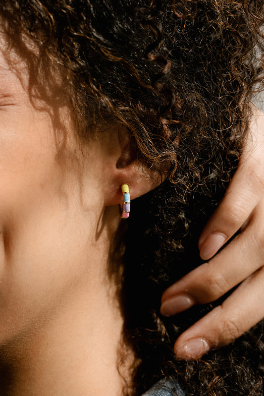 Pastel Rainbow Enamel Hoops